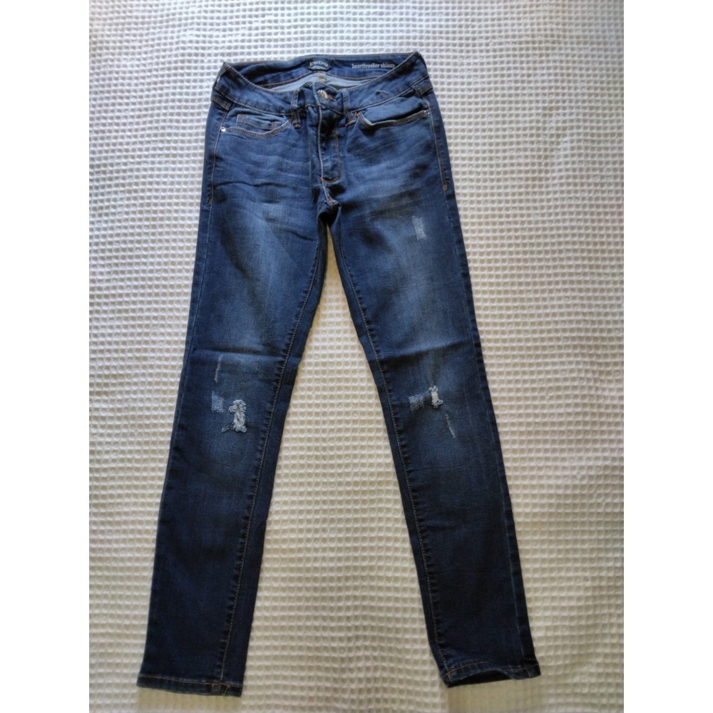 Bebe Jeans Womens Size 26 Black Denim Pants Heartbreaker‎ Skinny Distressed